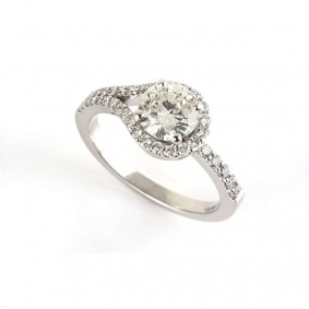 18k White Gold Round Brilliant Cut Diamond Ring 1.25ct I/SI3